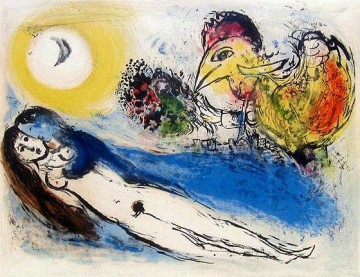  con - Good Morning Over Paris contemporary lithograph Marc Chagall